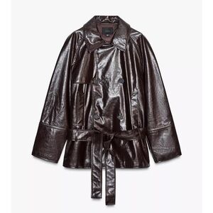 🍷 FAUX LEATHER BELTED JACKET